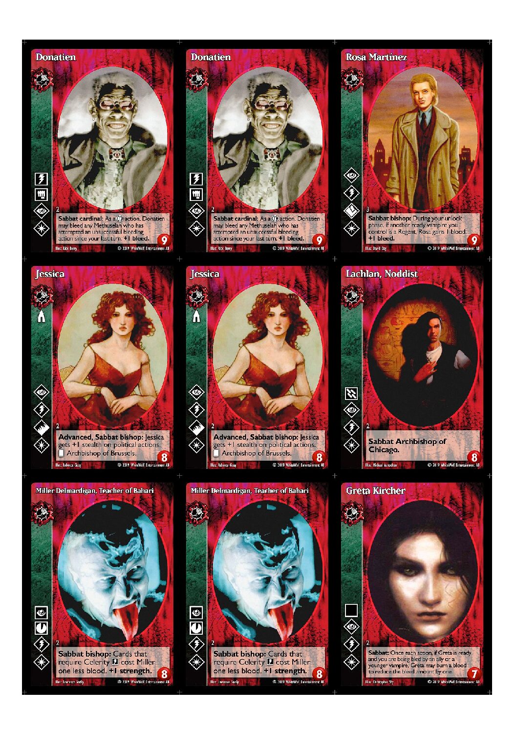 Kit 81 cartas de VTES, Cripta Toreador Antitribu grupos 02 e 03 - Image 2