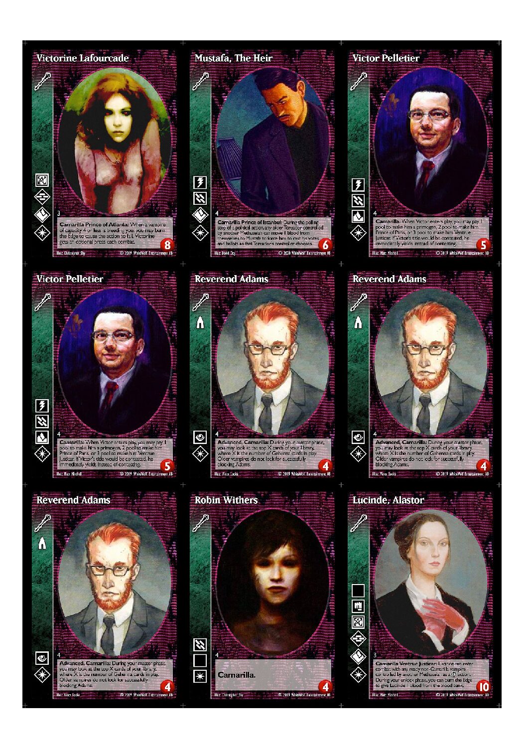 Kit 90 cartas de VTES, Cripta Ventrue grupos 03 e 04